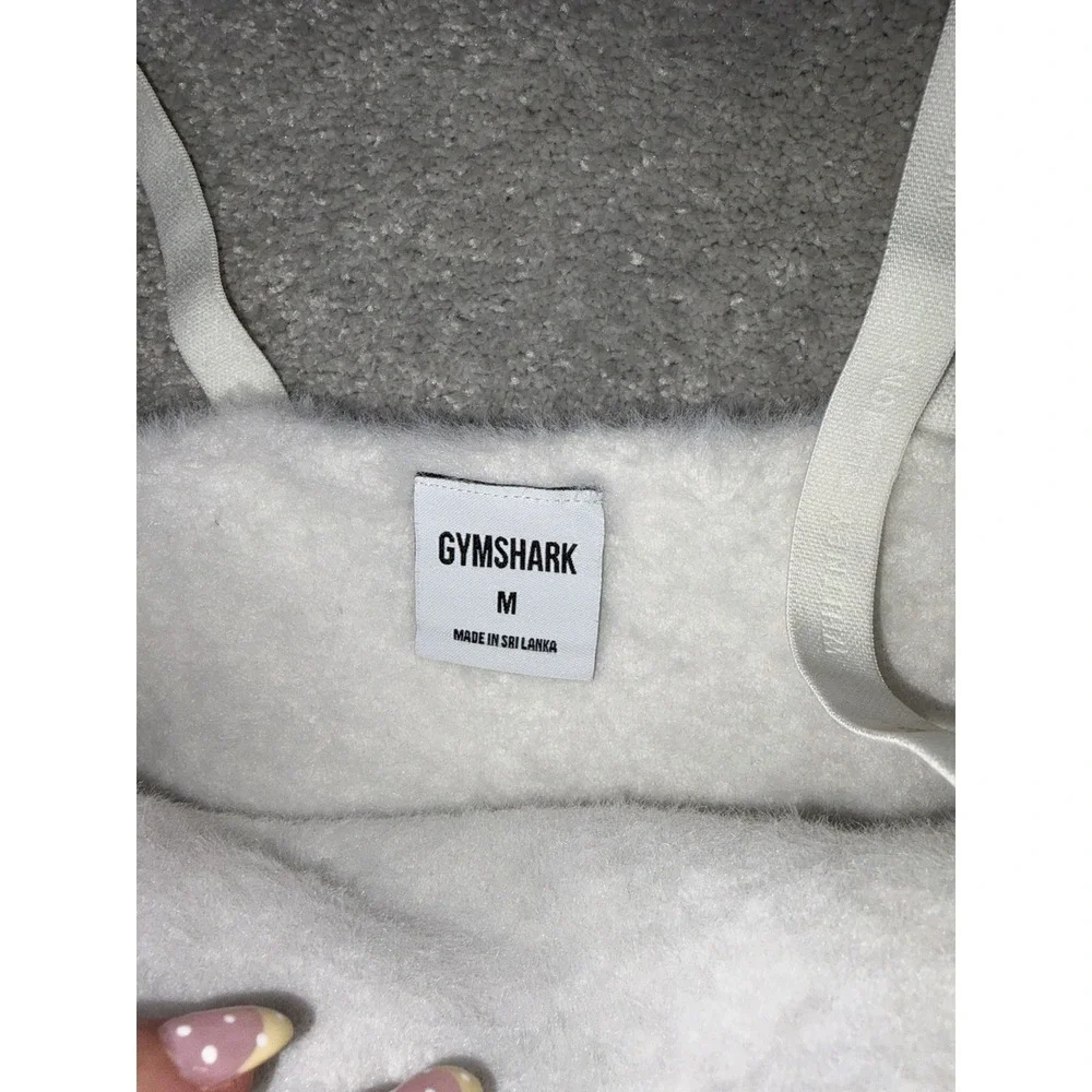 Whitney Gymshark Fuzzy Knit 2-Piece Lounge Set – Ivory Med Crop Top & L Shorts